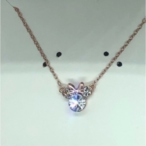 14k Rose Gold over 925 Sterling silver Girl Disney Minnie Mouse Necklace .NWT